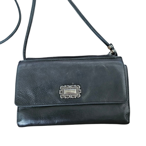 Vintage Y2k Fossil Small Black Leather Organizer Crossbody Bag - Picture 2 of 7